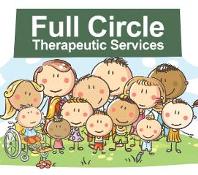 Cartoon adults and children with sign saying Full Circle Therapeutic Services