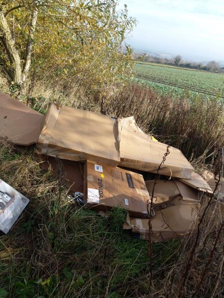 Preston Hamilton - fly-tip on country lane between High Grange and Hunwick - May 2023 PR