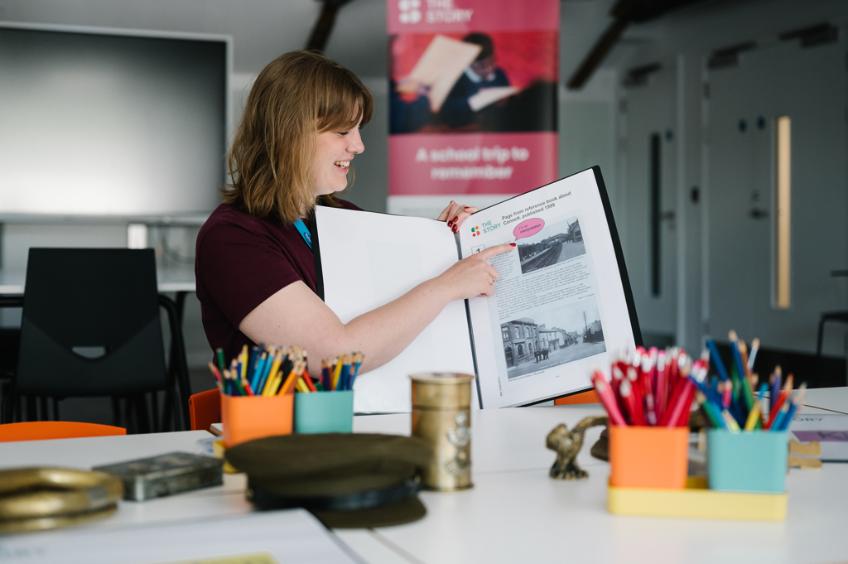 Emily working in The Story