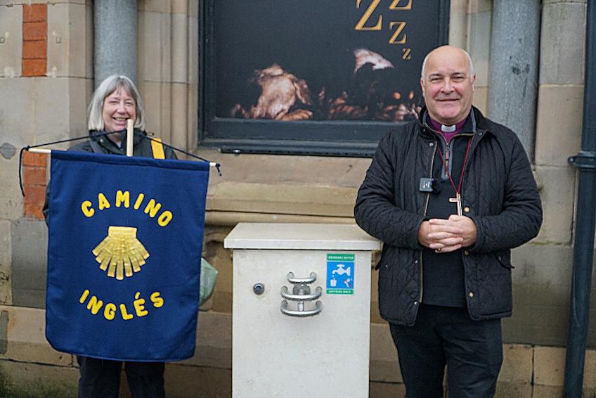 Stephen Cottrell, Archbishop of York and Caroline Boardman, Assistant Secretary of the Friends of the Finchale Camino.